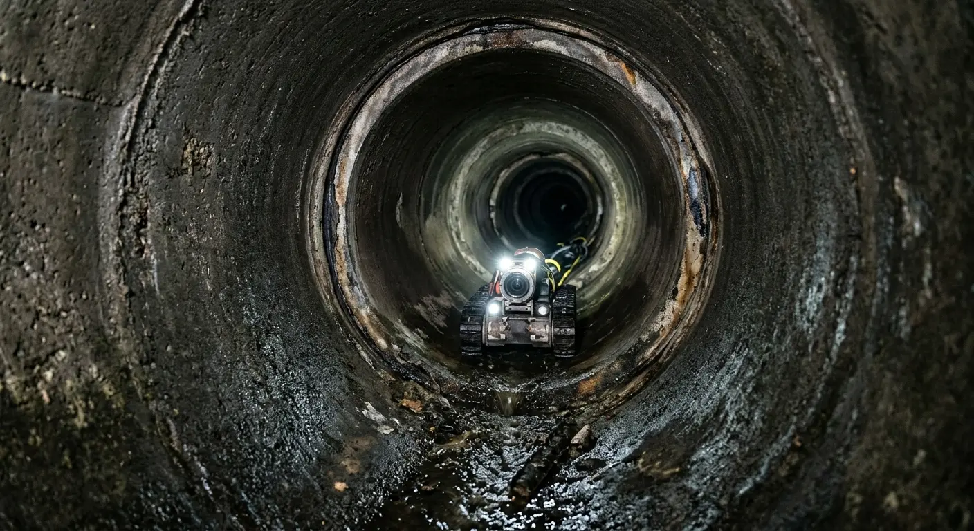 Robotic sewer camera inspecting pipe interior for Drain Snake Service in Edison